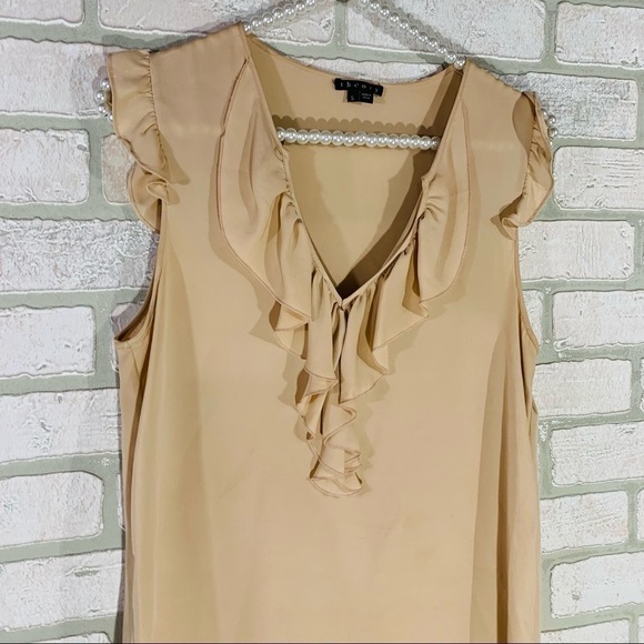 Theory Nalena Blush Silk Ruffle Blouse - Picture 5 of 9